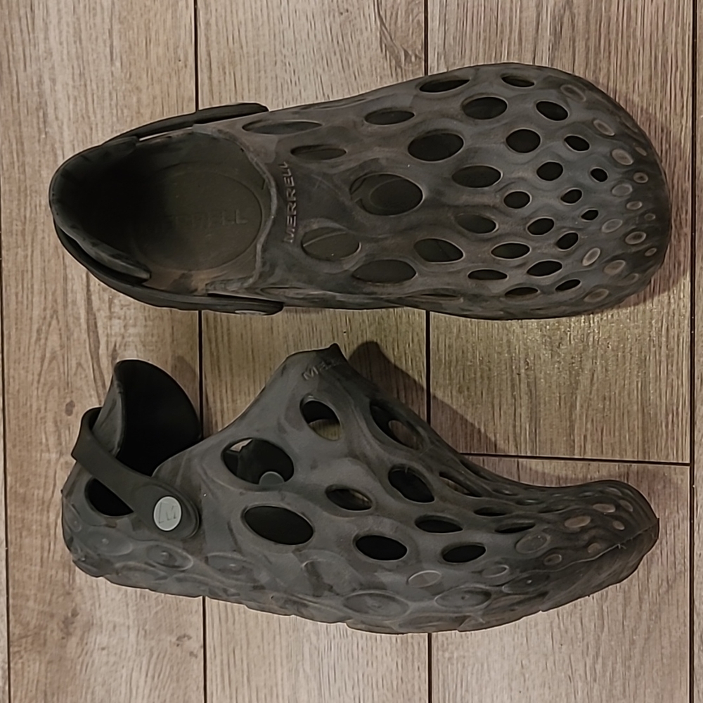 MERRELL‎ Black Rubber Sz 8 Womens Slip On Crocs Sandals Shoes